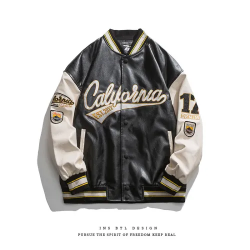 Men's PU Leather Baseball Jacket