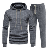 Men's Long Sleeve Suit European and American Casual Plaid Hooded Sports Suit
