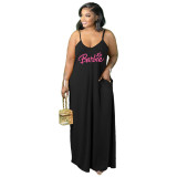 Plus Size Women's Straps Printed Long Dress
