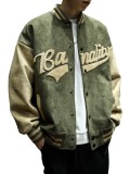 Men's Loose Fit Suede Baseball Jacket