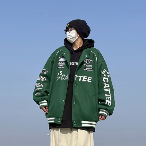 Loose Embroidered Bomber Jacket