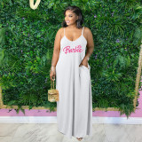 Plus Size Women's Straps Printed Long Dress
