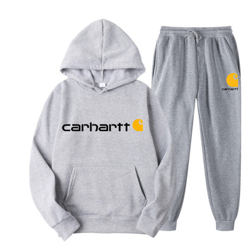 Carhartt Two-Piece Set Mango Letter Hoodie for Men and Women with Fleece Lining