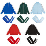 Plaid Velvet Fabric Long Pants Fleece Jacket Sports Suit for Men and Women