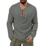 Men's Solid Color Casual T-Shirt Long Sleeve Shirt and Pants Set
