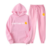 Carhartt Two-Piece Set Mango Letter Hoodie for Men and Women with Fleece Lining