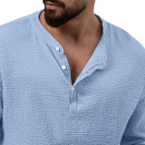 Men's Solid Color Casual T-Shirt Long Sleeve Shirt and Pants Set
