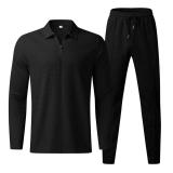 Autumn Plaid Men's Suit with Long Sleeves and Pants