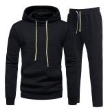 Men's Long Sleeve Suit European and American Casual Plaid Hooded Sports Suit
