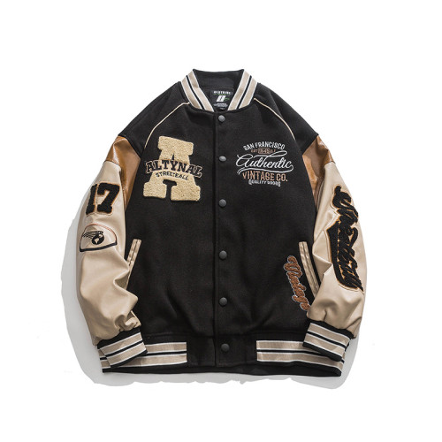 Autumn Embroidery Loose Patchwork Street Casual Baseball Jacket