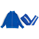 Plaid Velvet Fabric Long Pants Fleece Jacket Sports Suit for Men and Women