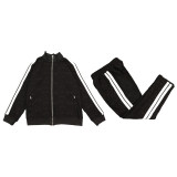 Plaid Velvet Fabric Long Pants Fleece Jacket Sports Suit for Men and Women