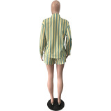 Autumn Fashion Loose Striped Shirt Two Piece Women's Clothing