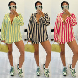 Autumn Fashion Loose Striped Shirt Two Piece Women's Clothing