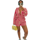 Autumn Fashion Loose Striped Shirt Two Piece Women's Clothing