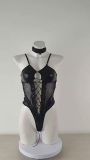 Black Strappy Hollow Out Bodysuit Set