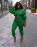 Casual Sportswear Two Piece Zipper Jacket Sweatsuits Pant Set