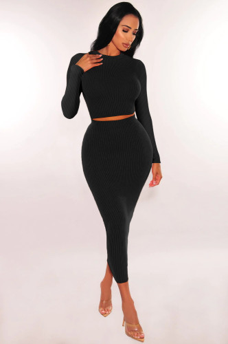Women Long Sleeve Top and Bodycon Skirt Two Piece Set