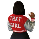 Fashionable Embroidered Patchwork Slim-fit Baseball Jacket