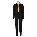 Casual Sportswear Two Piece Zipper Jacket Sweatsuits Pant Set