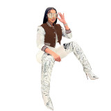 Fashionable Embroidered Patchwork Slim-fit Baseball Jacket