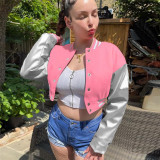 Fashionable Embroidered Patchwork Slim-fit Baseball Jacket
