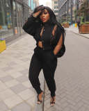 Casual Sportswear Two Piece Zipper Jacket Sweatsuits Pant Set
