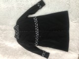 Casual Lapel Print Lapel Long Jacket Coat with Belt