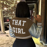 Fashionable Embroidered Patchwork Slim-fit Baseball Jacket