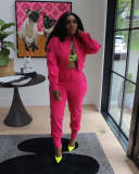 Casual Sportswear Two Piece Zipper Jacket Sweatsuits Pant Set