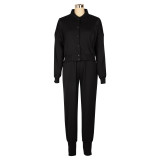 Casual Sportswear Two Piece Zipper Jacket Sweatsuits Pant Set