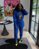 Casual Sportswear Two Piece Zipper Jacket Sweatsuits Pant Set