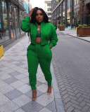 Casual Sportswear Two Piece Zipper Jacket Sweatsuits Pant Set
