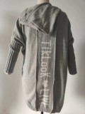 Amazon Knitted Sweater Women's Cardigan Letter Loose Mid-length Jacket Hooded