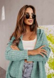 Amazon Knitted Sweater Women's Cardigan Letter Loose Mid-length Jacket Hooded
