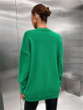 Letter Pattern Jacquard Knit Pullover Sweater