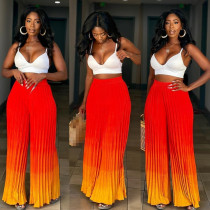 Women Gradient Pleated Wide Leg Loose Trousers 2023 Fashion Vintage Skirt Style Pants