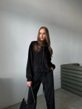Soft Walking Clothing Womens Zipper Lapel Velour Tracksuit Two Pieces