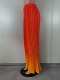 Women Gradient Pleated Wide Leg Loose Trousers 2023 Fashion Vintage Skirt Style Pants