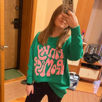Letter Pattern Jacquard Knit Pullover Sweater