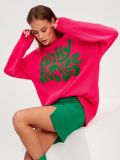 Letter Pattern Jacquard Knit Pullover Sweater