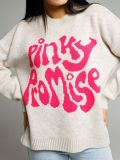 Letter Pattern Jacquard Knit Pullover Sweater