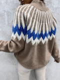 Amazon Knitted Sweater Diamond-shaped Pullover Loose Cashmere Sweater For Women