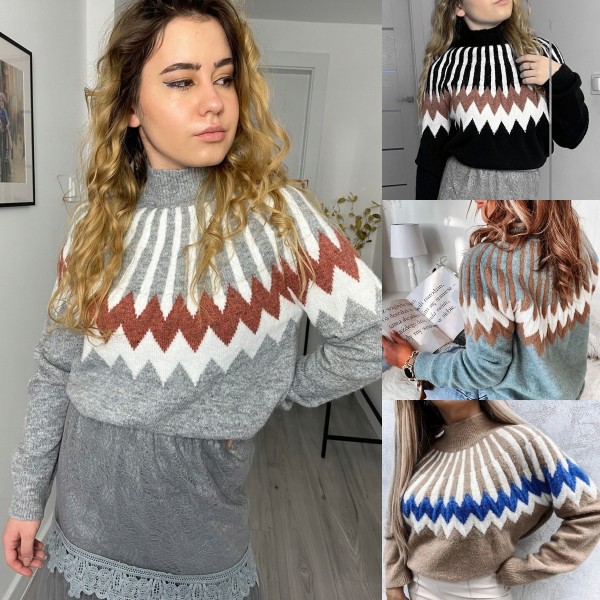 Amazon Knitted Sweater Diamond-shaped Pullover Loose Cashmere Sweater For Women