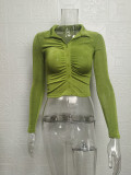 Slim Fit Long Sleeves Collar Cardigan Top