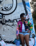 Varsity Print Baseball Jacket Letterman Women Crop Streetwear Racing Bomber Coat