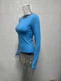 Solid Color Round Neck Slim Fit Long Sleeve T-Shirt Top