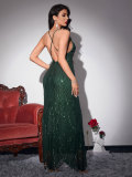 Sexy Women's Deep V-neck Sequin Straps Dress