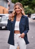 Casual Double Pockets and Single Button Closure Long-Sleeved Shirt