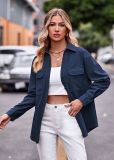 Casual Double Pockets and Single Button Closure Long-Sleeved Shirt